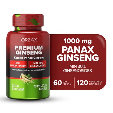 Orzax Premium Ginseng Mg Ginsenosides Vegetable Capsules