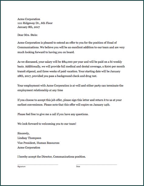 Job Offer Letter Template Sample Bogiolo