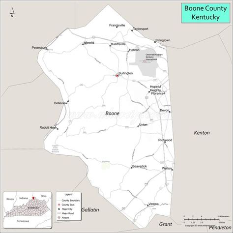 Map of Boone County, Kentucky