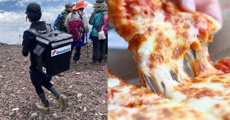 Incre Ble Repartidor Entrego Una Pizza En La Cima Del Monte Fuji