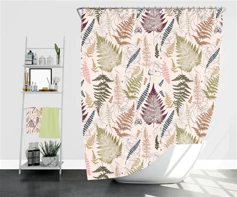 Fern Shower Curtain Boho Shower Curtain Botanical Bathroom Etsy