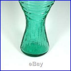 Vintage 60s Blenko Wayne Husted Fish Bottle Flame Stopper MCM Sea Green