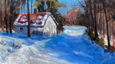 How To Paint A Snow Scene In Acrylics Full Tutorial Youtube