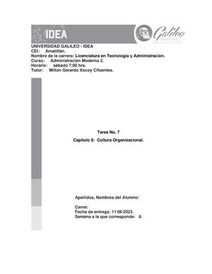 Tarea Administracion Moderna Universidad Galileo Idea