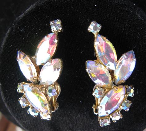 Vintage Clip On Earrings With Navette Clusters Of Ab Etsy Vintage Clip On Earrings Clip On