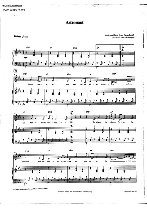 Anna Depenbusch Astronaut Sheet Music Pdf Free Score Download ★