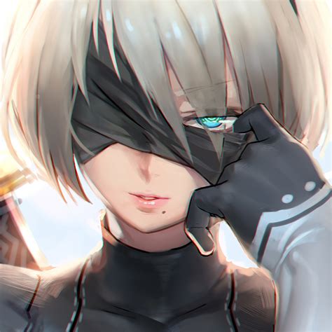 Download Headband Blue Eyes White Hair Blindfold YoRHa No.2 Type B NieR ...