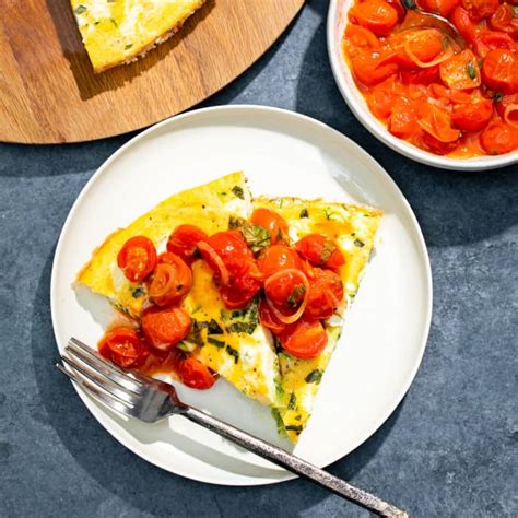 Zucchini And Goat Cheese Frittata With Cherry Tomato Sauce America S