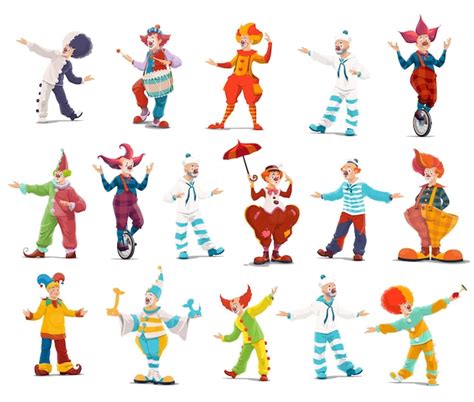 Clowns De Cirque Personnages De Chapiteau De Dessin Animé Les