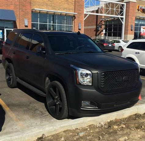 Satin Black Wrap Black Yukon Denali Suv Trucks Dream Cars Dropped Trucks