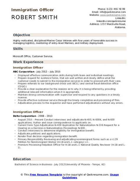 10 Immigration Officer Resume Samples Templates For 2025