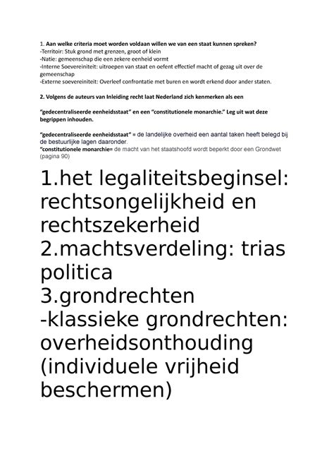 Inleiding Recht Week 3 1 Aan Welke Criteria Moet Worden Voldaan