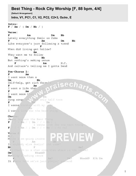 Best Thing Stripped Chords Pdf Rock City Worship Praisecharts