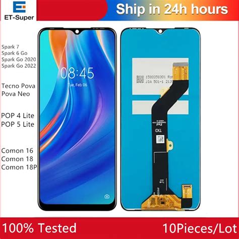 10 Pieces Wholesale LCD For Tecno Spark 7 6 Go 2020 2022 Pova Neo POP 4