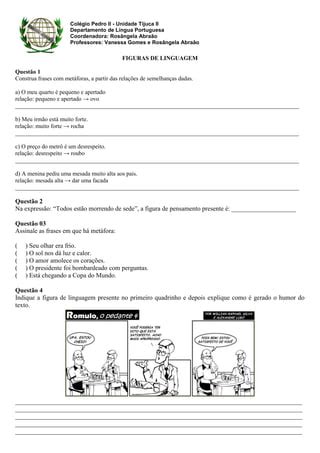 05 Figuras de linguagem exercícios sobre metáforas e hipérboles PDF