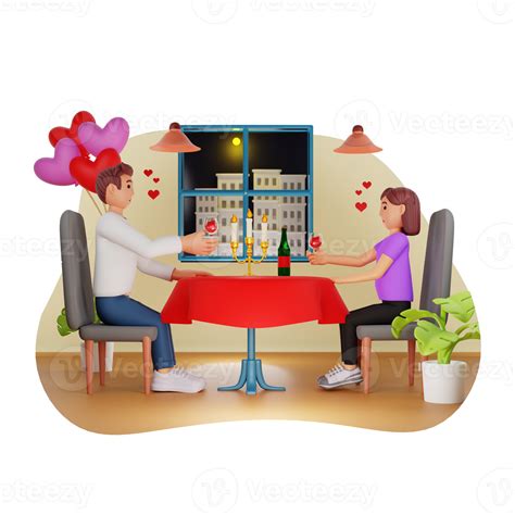 Couple On A Romantic Dinner Date 3d Character Illustration 19982264 Png