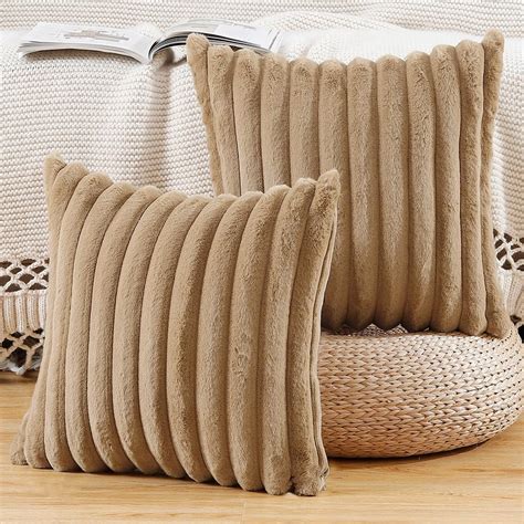 Amazon Madizz Set Of Faux Wool Plush Decorative Throw Pillow