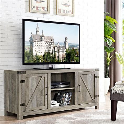 15 Collection Of Farmhouse Sliding Barn Door Tv Stands For 70 Inch Flat