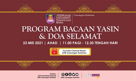 Program Bacaan Yasin Dan Doa Selamat Uitm Cawangan Kelantan Secara Atas