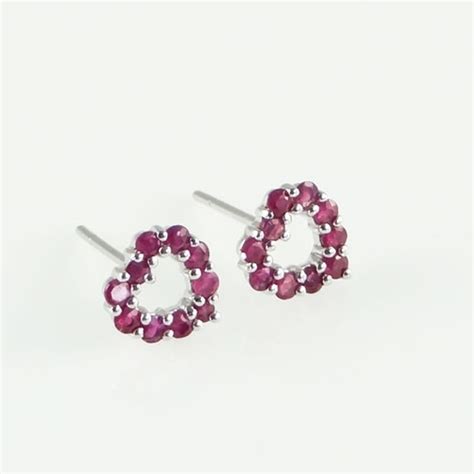 9ct White Gold Ruby Heart Stud Earrings The Jewellery Warehouse