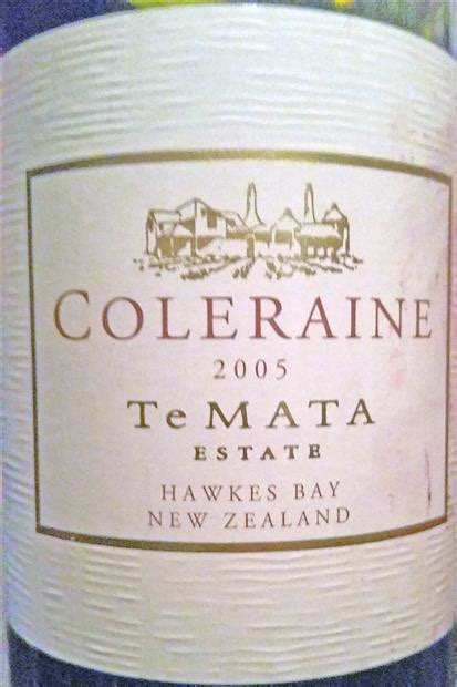 2005 Te Mata Estate Coleraine New Zealand North Island Hawke S Bay