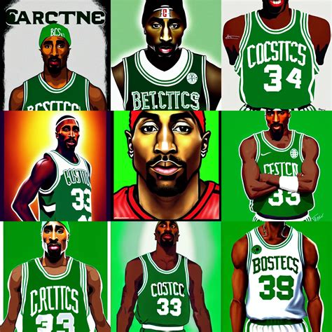 Portrait Of Tupac Shakur Boston Celtics Jersey Number Stable