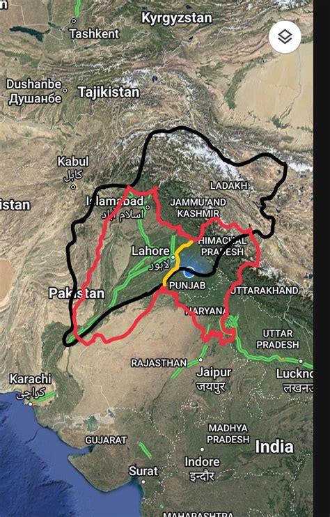 Map of Sikh Empire 1799-1849 with Greater Punjab