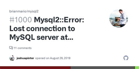 Mysql Error Lost Connection To Mysql Server At Reading Initial