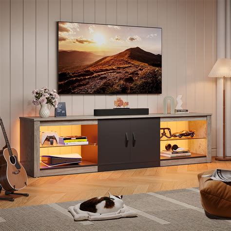 Free Shipping Bestier Led Tv Stand For Tvs Up To 75 Entertainment Center For Living Room Wash