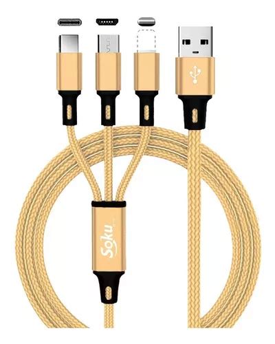 Cable Usb Tipo C Micro Usb 8 Pines 3 En 1 Datos Carga Color Oro Rosado Mercadolibre