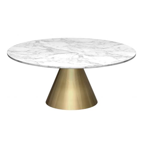 Small Round Marble Coffee Table With Conical Brass Base Now At Fusion