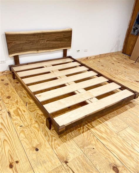 Wooden Bed Frame, Walnut Bed Frame, Minimalist Bed Frame, Modern Bed ...