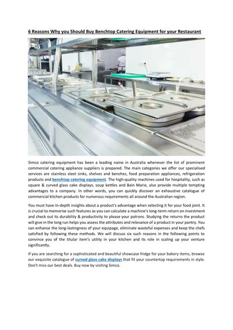 PPT 6 Reasons Why You Should Buy Benchtop Catering Equipment For Your