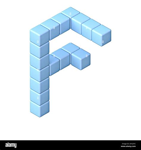 Blue Cube Orthographic Font Letter F 3D Render Illustration Isolated On