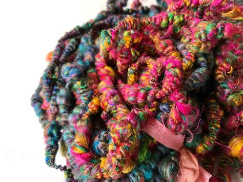 Hand Spun Recycled Sari Silk Bulky Art Yarn A Lovely Vibrant Coloured Yarn With The Typical