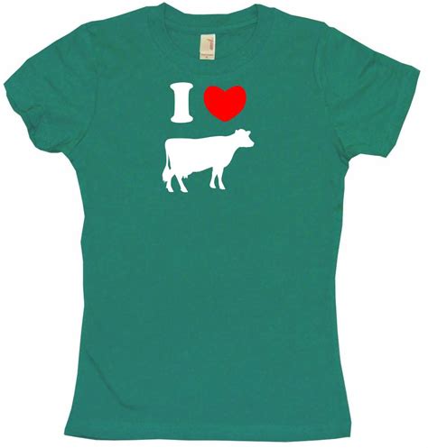 I Heart Love Cow Silhouette Womens Tee Shirt Pick Size Color Petite