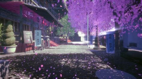 Japanese Street Lined With Cherry Blossoms Live Wallpaper