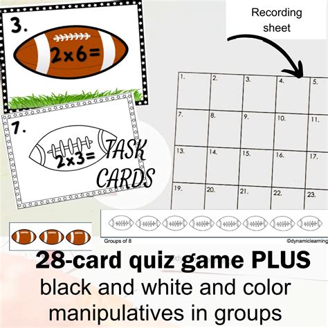 Football Math Game Multiplication Scoot Activities With Worksheets