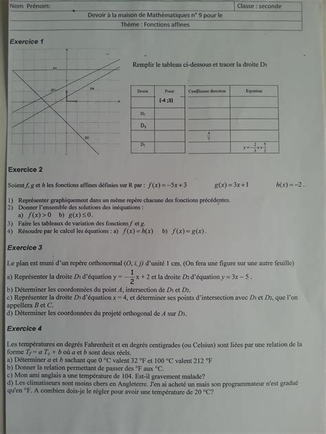 Devoir Maison Maths Seconde Repere Orthonormé Ventana Blog