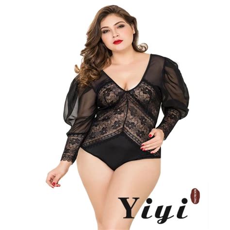 Plus Size Sexy Lingerie Transparent Mesh Valentine Corselet Sheer Sexy