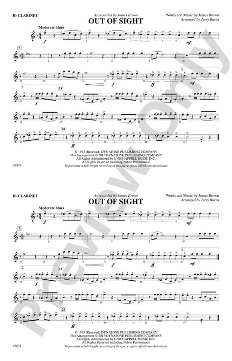 Out Of Sight 1st B Flat Clarinet 1st B Flat Clarinet Part Digital Sheet Music Download