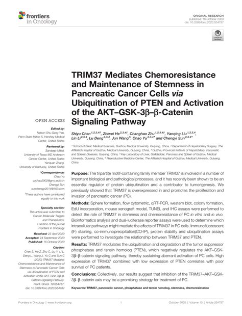 Pdf Trim Mediates Chemoresistance And Maintenance Of Stemness In