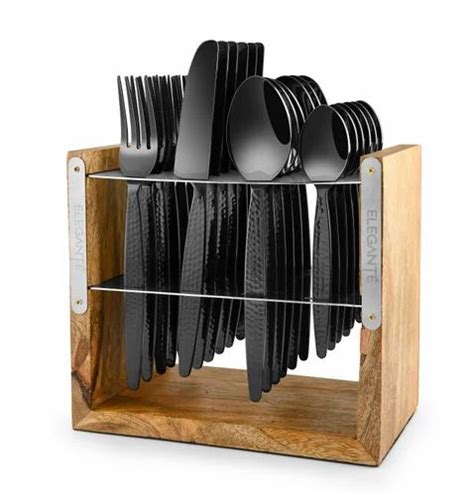 Stainless Steel Elegante 24 Pcs Meridian Black Knife Cutlery Set At Rs