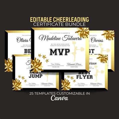 Editable Cheerleading Certificate Cheer Squad Awards Etsy