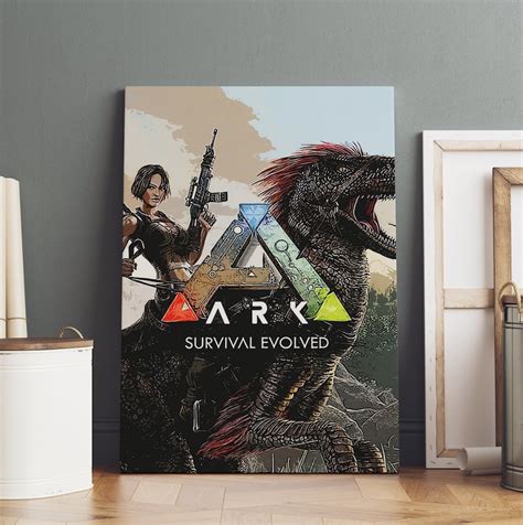 ARK Survival Evolved Poster Rolled Canvas Print Gaming Room Gift 1 Etsy