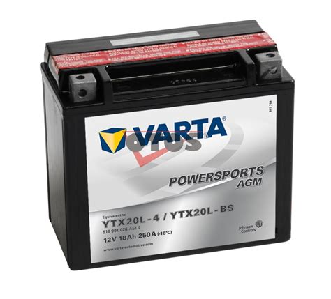 Motobaterie VARTA POWERSPORTS AGM YTX20L BS 12V 18Ah 250A 518 901