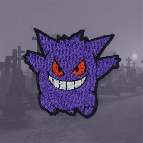 Gengar Iron On Patch Shiny Metallic Embroidered Pokemon Etsy