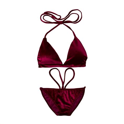 Wine Red Bikini Set 2pcs Swimwear Women Padded Bandage Swimsuit