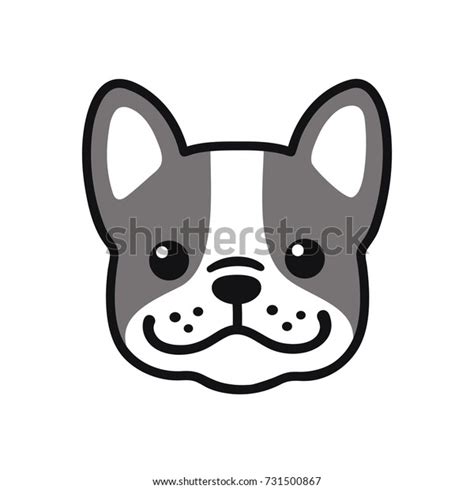 Cute Cartoon French Bulldog Face Drawing Stock Vector (Royalty Free ...