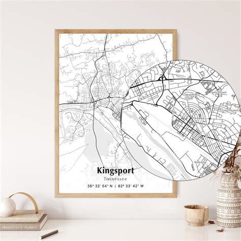 Kingsport City Map Print, Kingsport Tennessee Map Poster, USA City ...